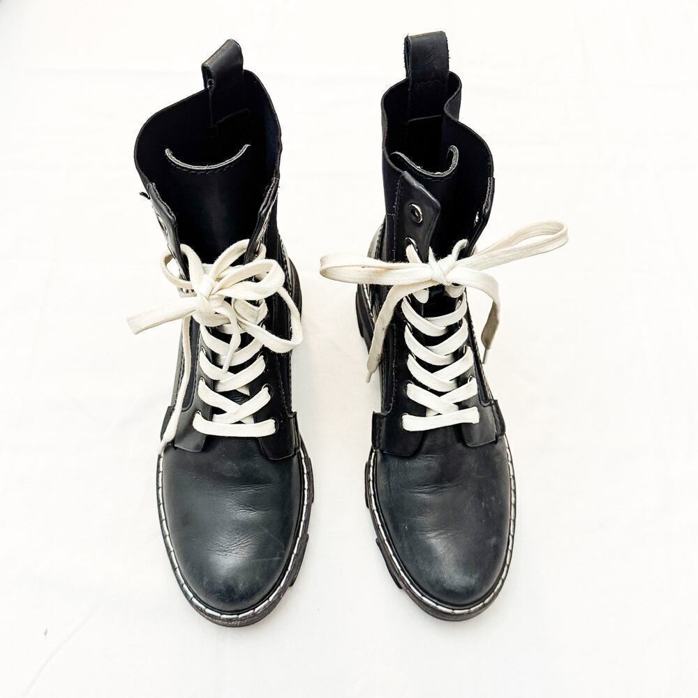 Rag & Bone Shiloh Black Combat Boot White Laces Size 37.5 MINT